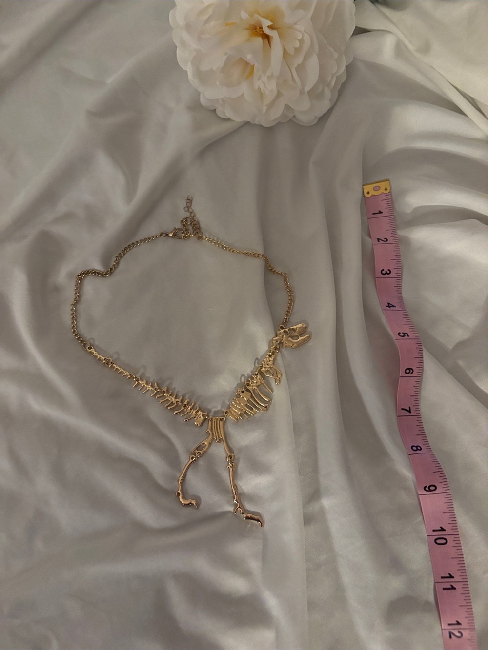 Gold Dinosaur Skeleton Pendant Necklace - Women Jewelry